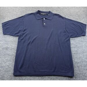 Brandini Polo Shirt Mens‎ Large Navy Blue Knit Short Sleeve Collared Casual